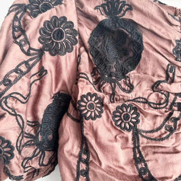 Free People Ruched Embroidered Puff Sleeve Mini Dress  XS - Picture 5 of 9